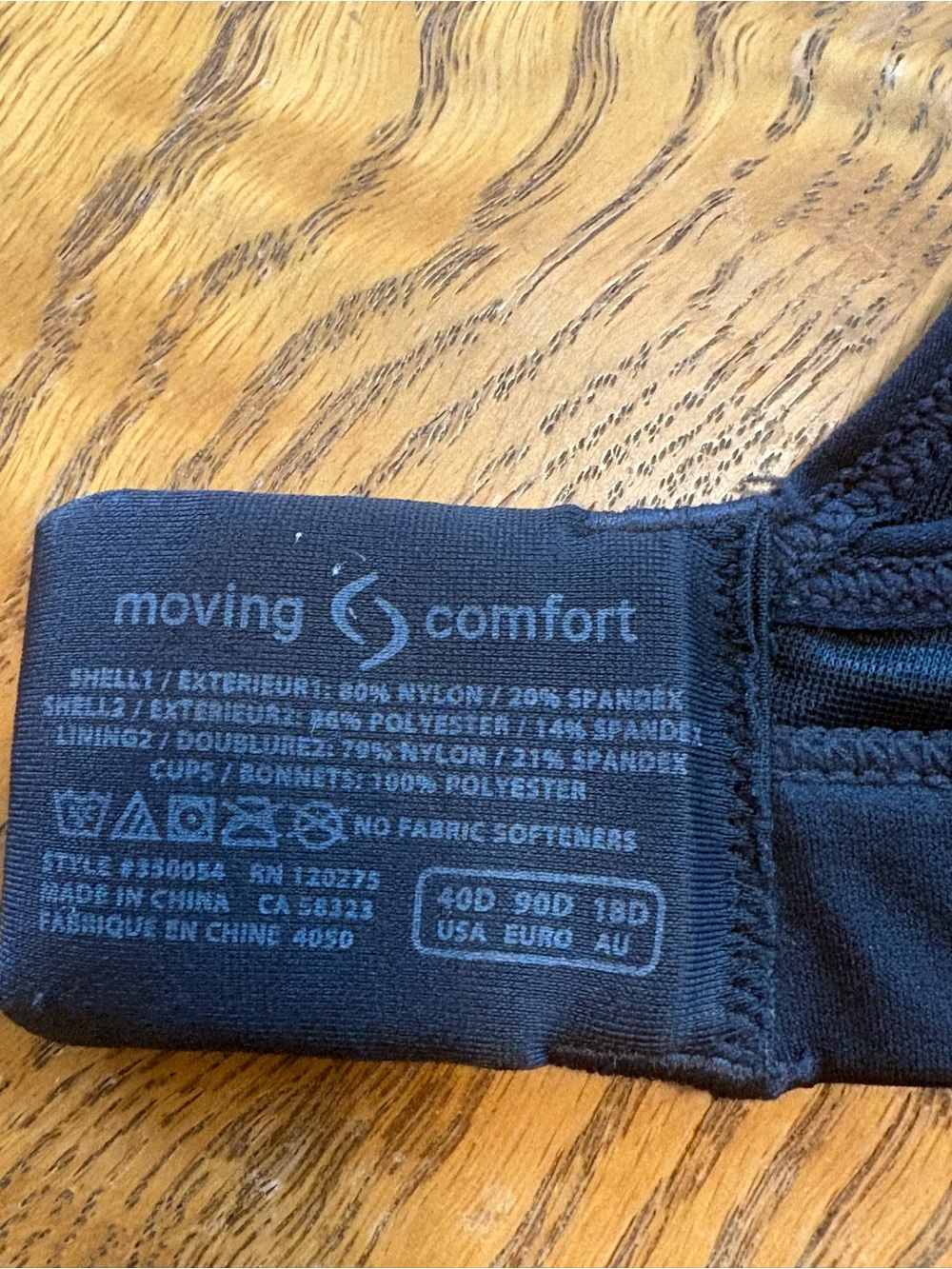 Moving Comfort Black Maia Sports Bra 40D Very Good Used Condition - Picture 5 of 7